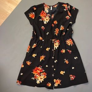 Black floral mini-dress